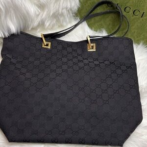 Gucci Black Monogram Tote Bag